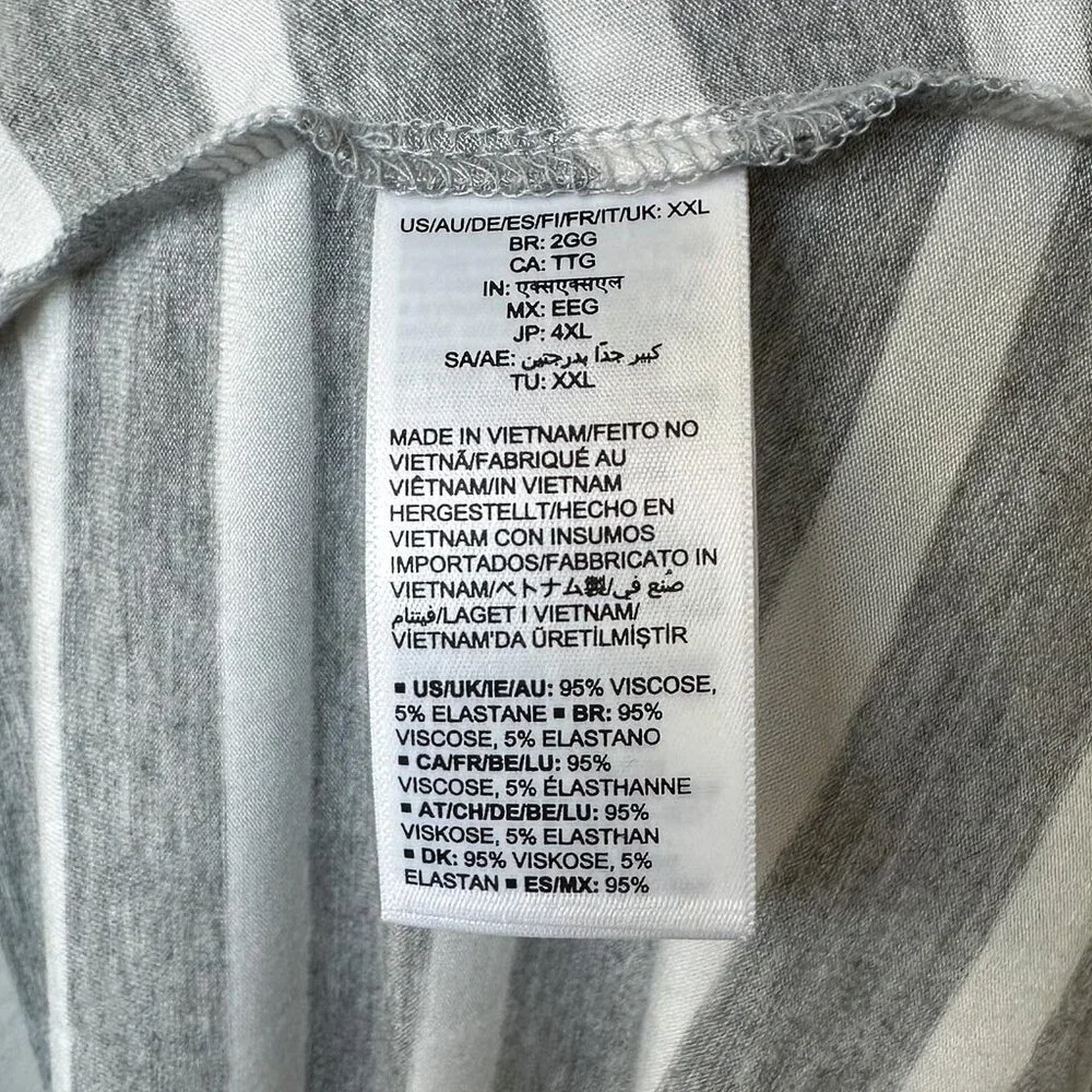 Gray & White Striped Nightgown/Nightshirt, XXL, NWT